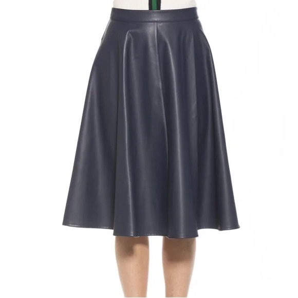 Alexia Admor Dresses & Skirts - Alexia Admor Lillian Vegan Leather Skirt Navy